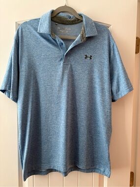 Under Armour Polo Shirt Men’s Size Large Blue Heather Playoff Golf Performance